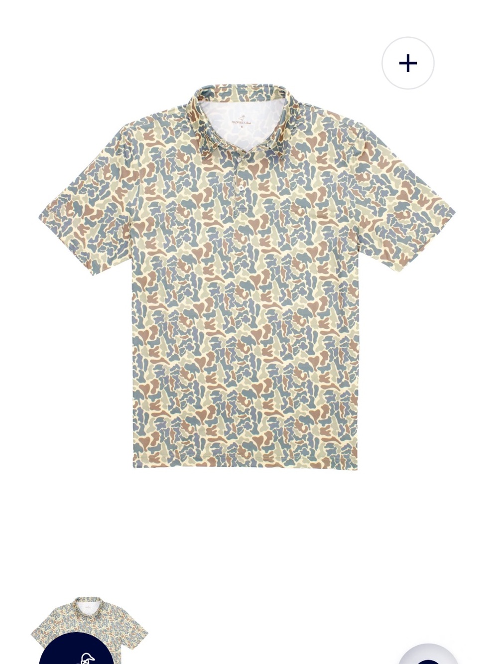 Boys' Short-Sleeve Polo in Beige, Blue & Brown Camo Print